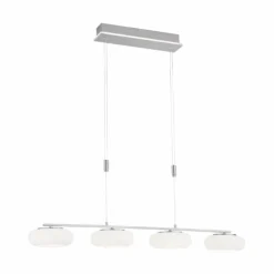 Suspension Paul-Neuhaus Q-ETIENNE LED Acier brossé, 4 lumières, Télécommandes