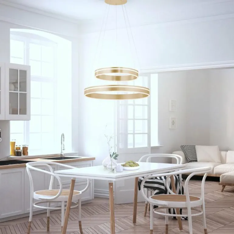 Suspension Paul-Neuhaus Q-VITO LED Laiton, 2 lumières, Télécommandes