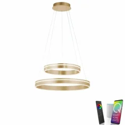 Suspension Paul-Neuhaus Q-VITO LED Laiton, 2 lumières, Télécommandes