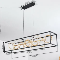 Suspension Pericos LED Noir, 4 lumières