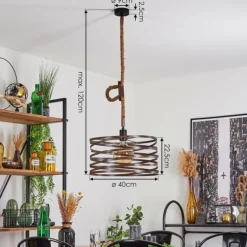 Suspension Pierrefonds Écru, Noir, 1 lumière