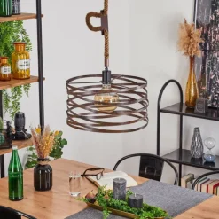 Suspension Pierrefonds Écru, Noir, 1 lumière