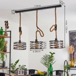 Suspension Pierrefonds Écru, Noir, 3 lumières