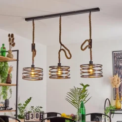 Suspension Pierrefonds Écru, Noir, 3 lumières