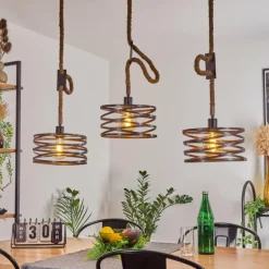 Suspension Pierrefonds Écru, Noir, 3 lumières