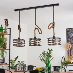 Suspension Pierrefonds Écru, Noir, 3 lumières