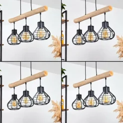 Suspension Pila Écru, Noir, 3 lumières