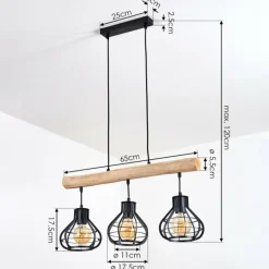 Suspension Pila Écru, Noir, 3 lumières