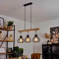 Suspension Pila Écru, Noir, 3 lumières