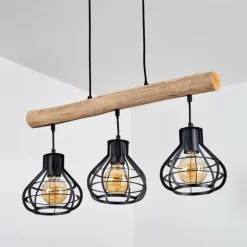 Suspension Pila Écru, Noir, 3 lumières