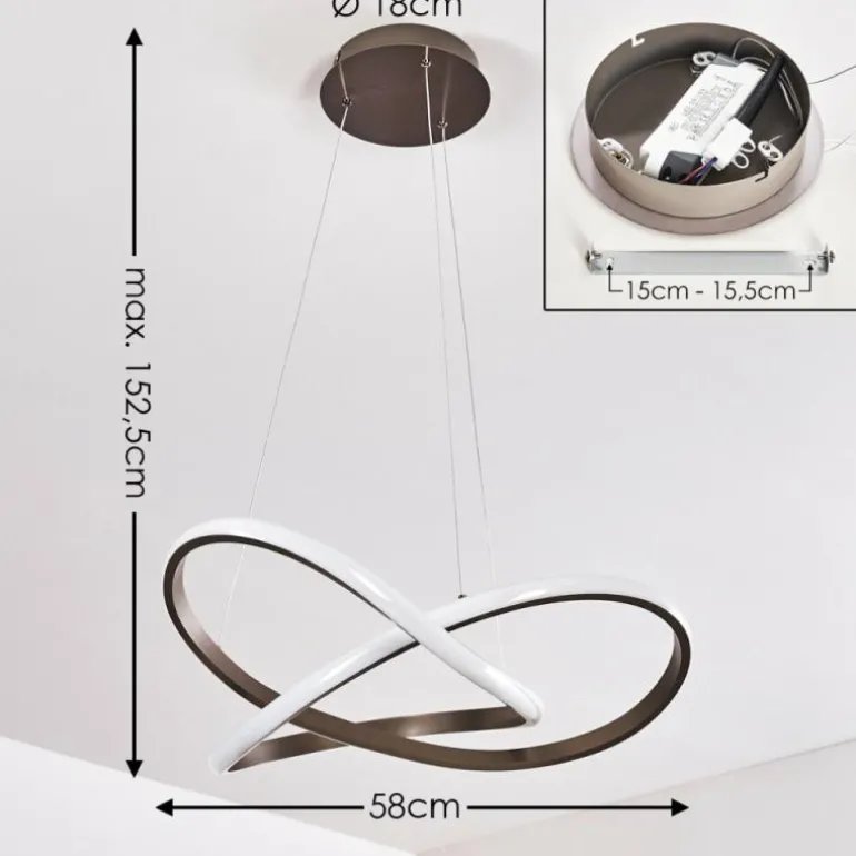 Suspension Pitasch LED Nickel mat, 1 lumière
