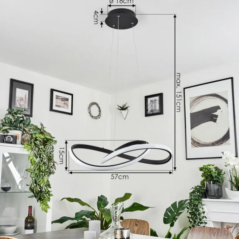 Suspension Pitasch LED Noir, 1 lumière