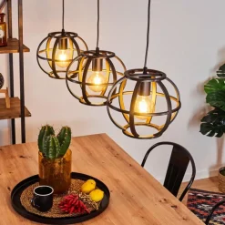 Suspension Plan Noir, 3 lumières