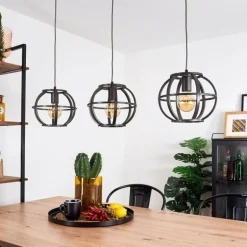 Suspension Plan Noir, 3 lumières