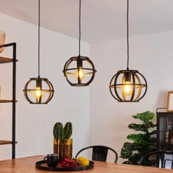 Suspension Plan Noir, 3 lumières