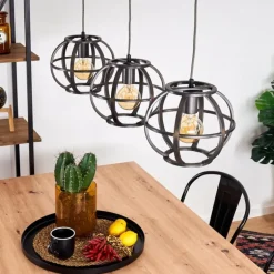 Suspension Plan Noir, 3 lumières