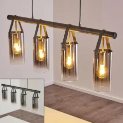 Suspension Pompehuis Gris, Noir, 4 lumières