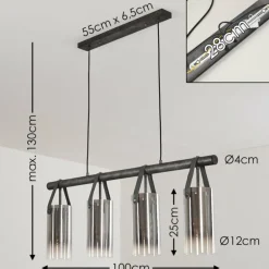 Suspension Pompehuis Gris, Noir, 4 lumières