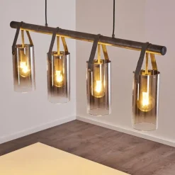 Suspension Pompehuis Gris, Noir, 4 lumières