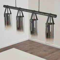 Suspension Pompehuis Gris, Noir, 4 lumières