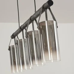 Suspension Pompehuis Gris, Noir, 4 lumières