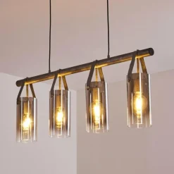 Suspension Pompehuis Gris, Noir, 4 lumières