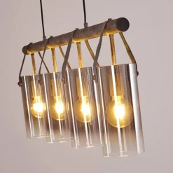 Suspension Pompehuis Gris, Noir, 4 lumières