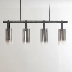 Suspension Pompehuis Gris, Noir, 4 lumières