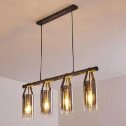 Suspension Pompehuis Gris, Noir, 4 lumières