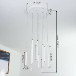 Suspension Porquera LED Blanc, 11 lumières