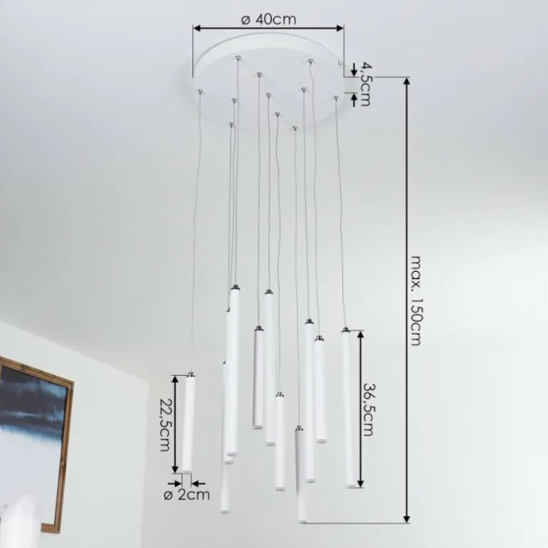 Suspension Porquera LED Blanc, 11 lumières