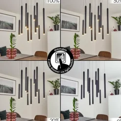 Suspension Porquera LED Noir, 11 lumières