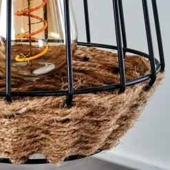 Suspension Ramon Bois clair, Noir, 4 lumières