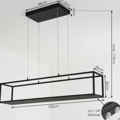 Suspension Ranquile LED Noir, 4 lumières