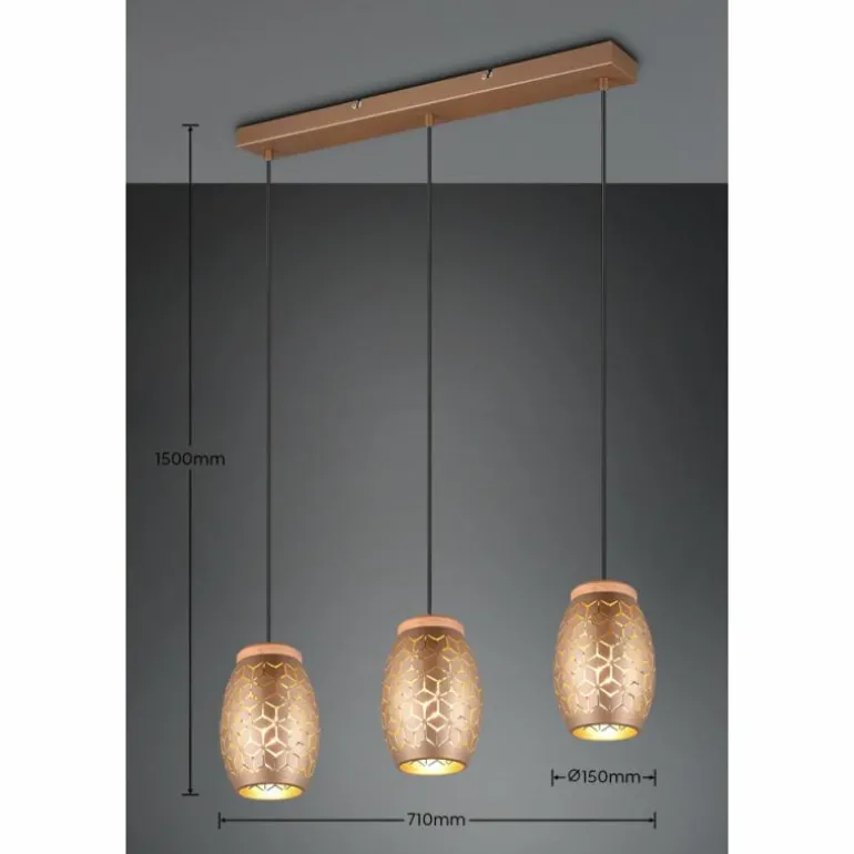 Suspension Reality BIDAR Brun, Écru, 3 lumières