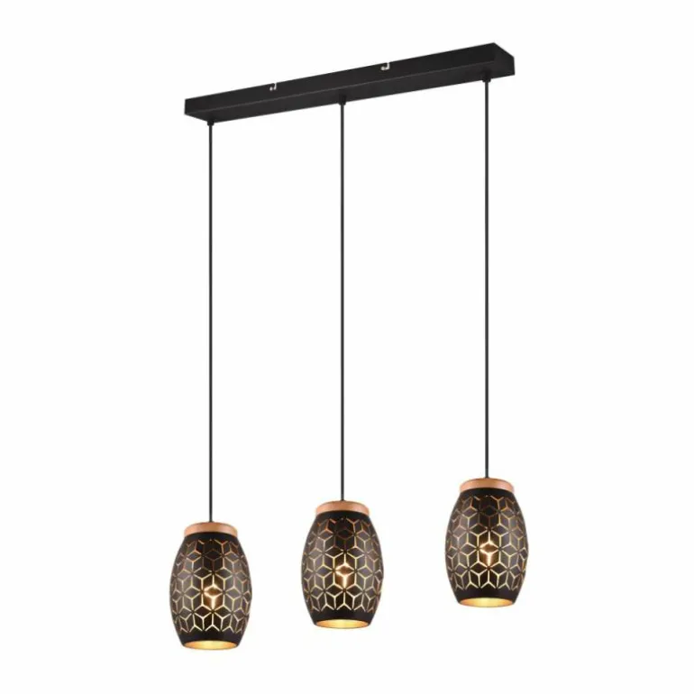 Suspension Reality BIDAR Or, Écru, Noir, 3 lumières