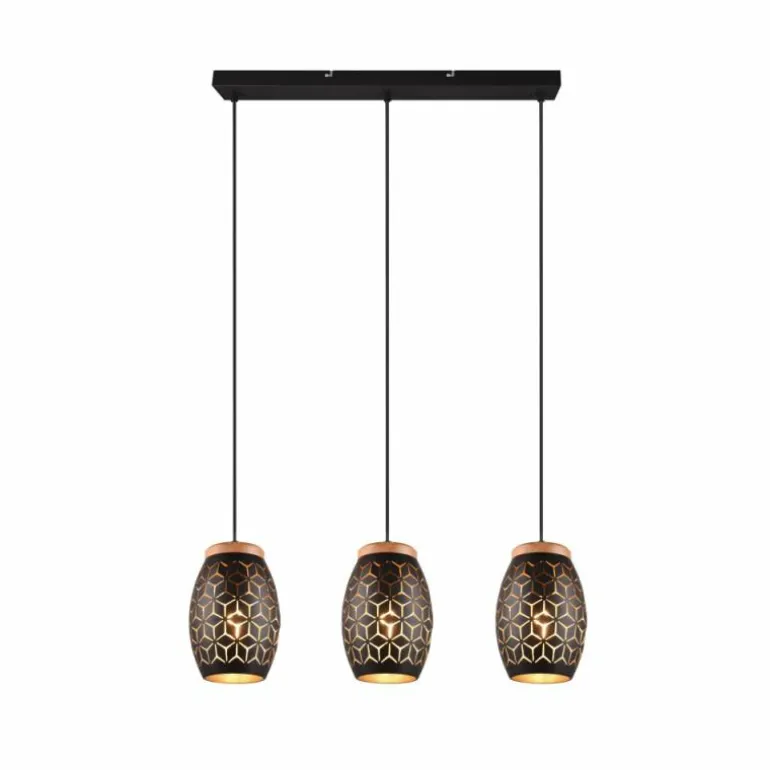 Suspension Reality BIDAR Or, Écru, Noir, 3 lumières