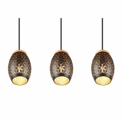 Suspension Reality BIDAR Or, Écru, Noir, 3 lumières