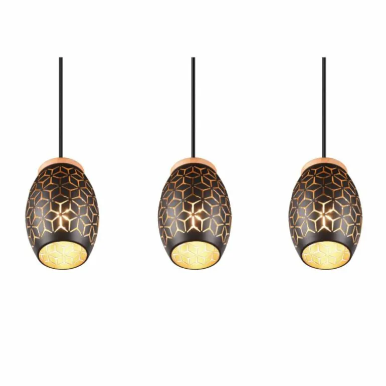 Suspension Reality BIDAR Or, Écru, Noir, 3 lumières