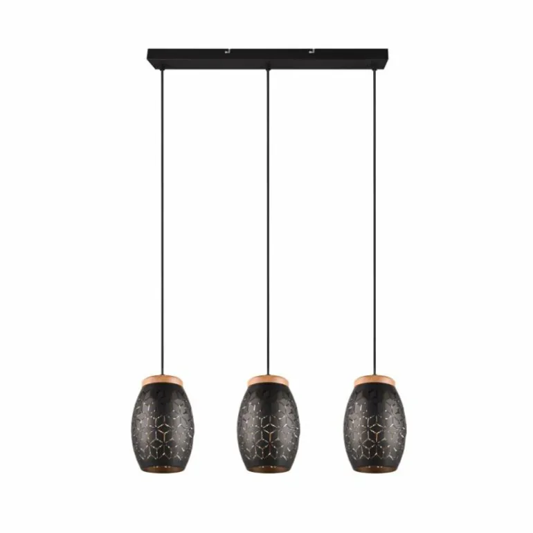 Suspension Reality BIDAR Or, Écru, Noir, 3 lumières