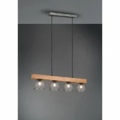 Suspension Reality Cestino Brun foncé, Nickel mat, 4 lumières