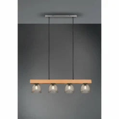 Suspension Reality Cestino Brun foncé, Nickel mat, 4 lumières