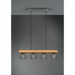 Suspension Reality Cestino Brun foncé, Nickel mat, 4 lumières