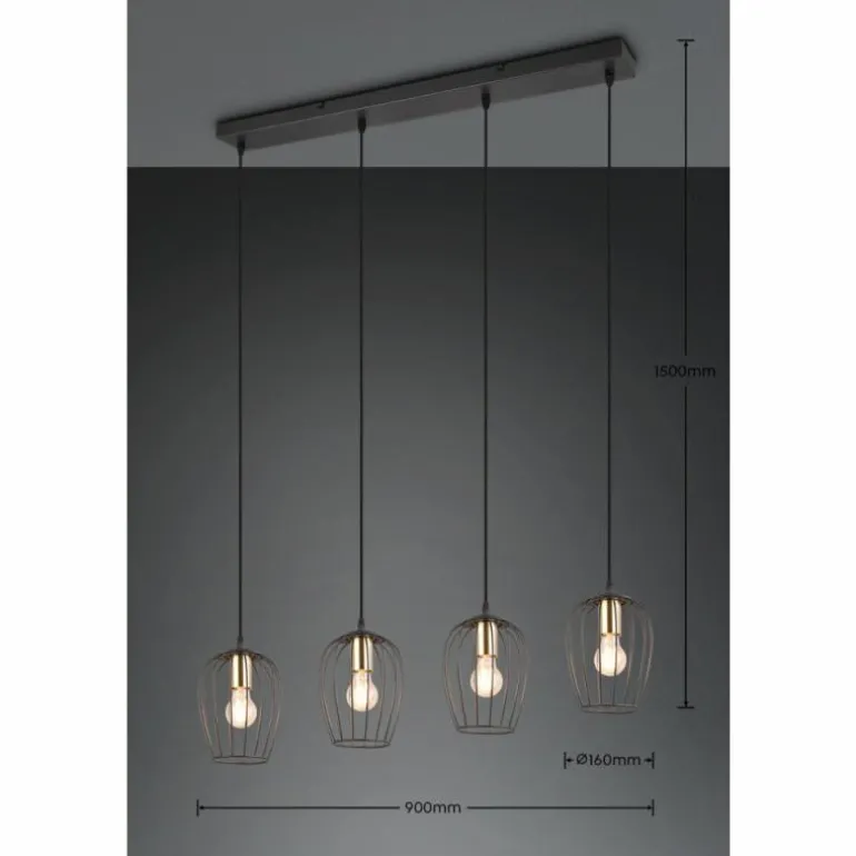 Suspension Reality Grid Noir, 4 lumières