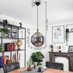 Suspension Recoutas Noir, 1 lumière