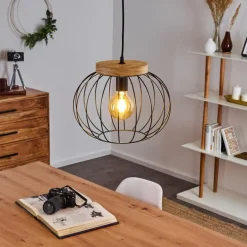 Suspension Refresco Bois foncé, Noir, 1 lumière