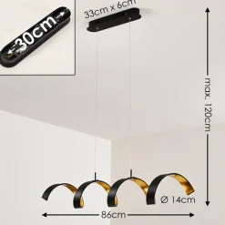 Suspension Rezat LED Noir doré, 1 lumière