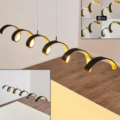 Suspension Rezat LED Noir doré, 6 lumières