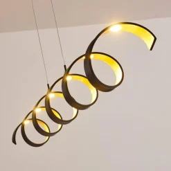 Suspension Rezat LED Noir doré, 6 lumières