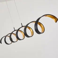 Suspension Rezat LED Noir doré, 6 lumières